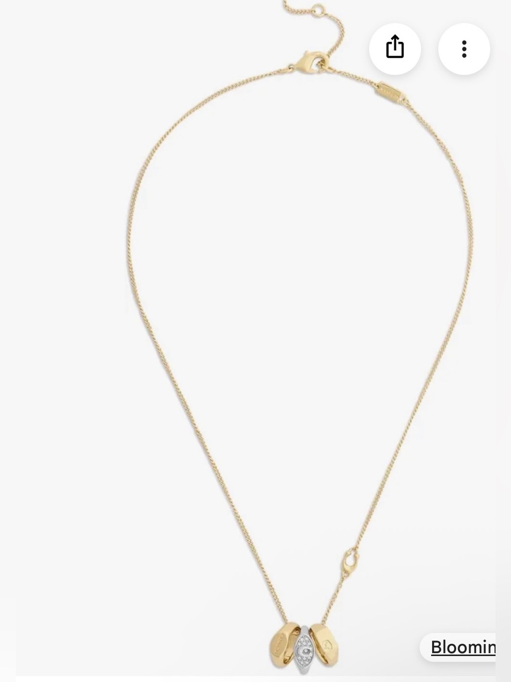 COACH
Signature Crystal Pavé Signet Rondelle Pendant Necklace, 16-18". New